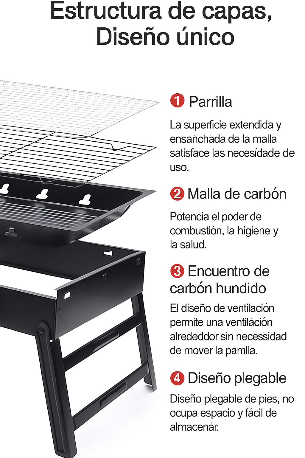 Parrilla Portátil Plegable Premium En Acero