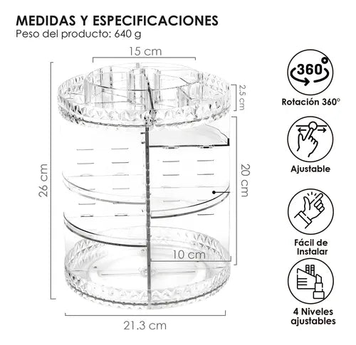 Organizador Cosmético 360° – Acrílico Premium